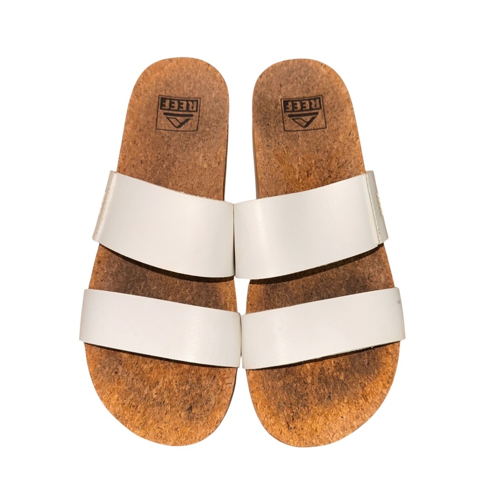 Reef Cushion Vista Hi Sandals Womens 7 Pre-Owned Slide White Platform Cork 3154